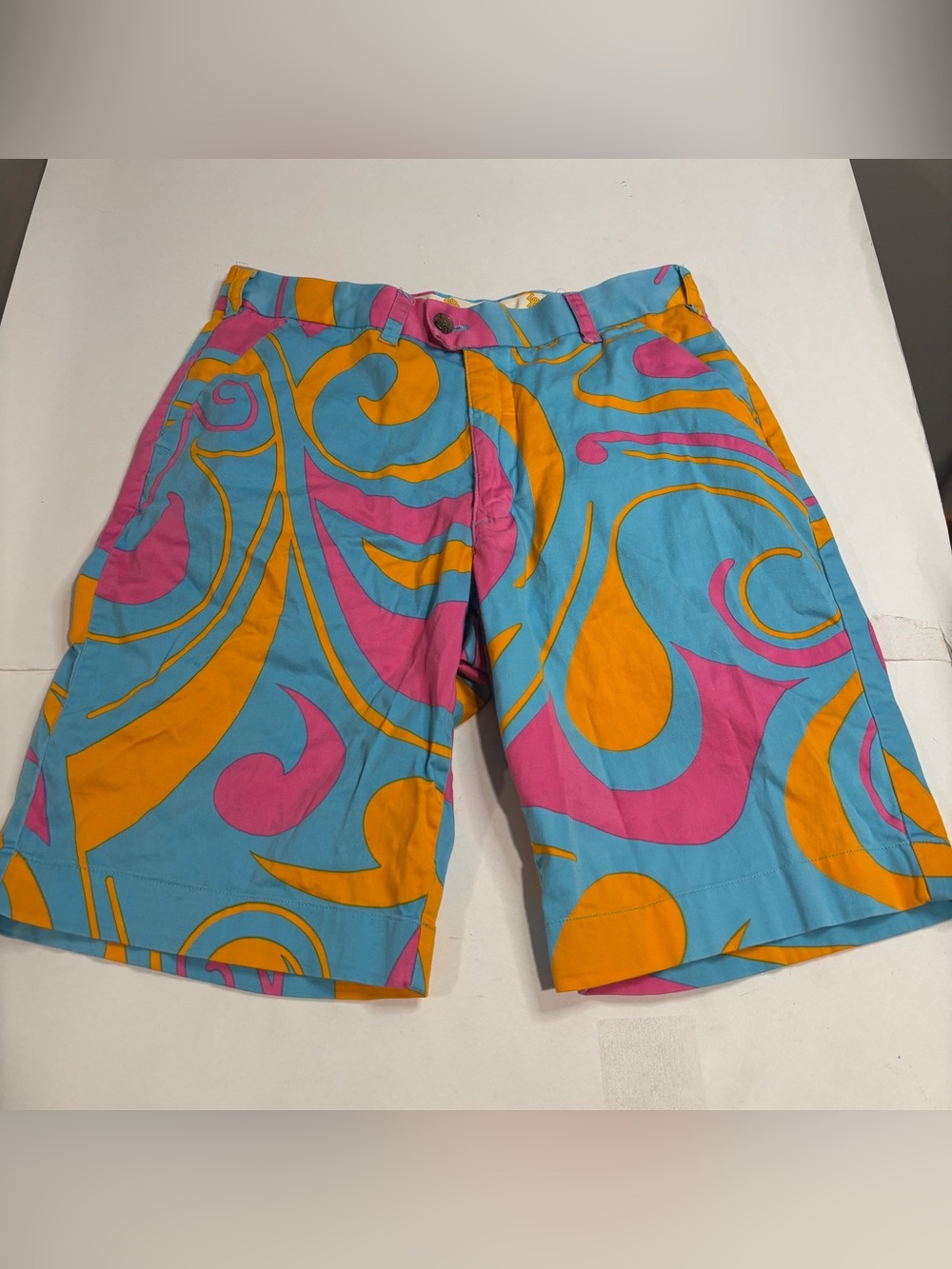 Loudmouth Golf Shorts Pink Blue Orange Candy Swirl Men Size 32